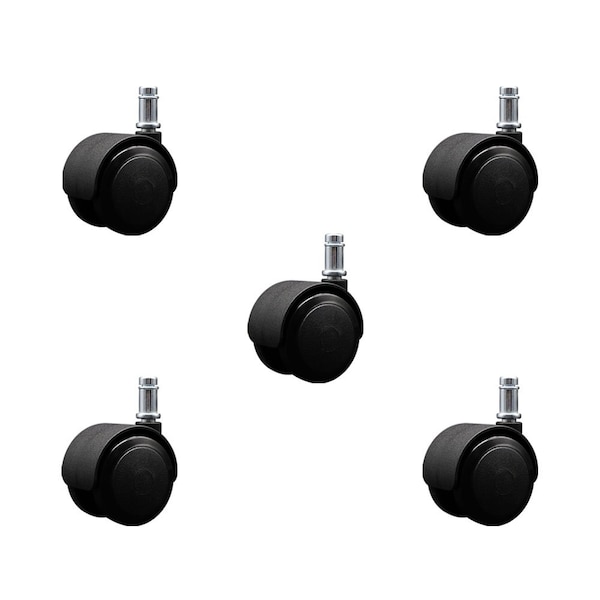 2'' Compression Urethane Twin Wheel Grip Ring Chair Casters, 5PK